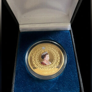 3/$25 Queen Elizabeth Commemorative Colorized Gold Coin With Display Box